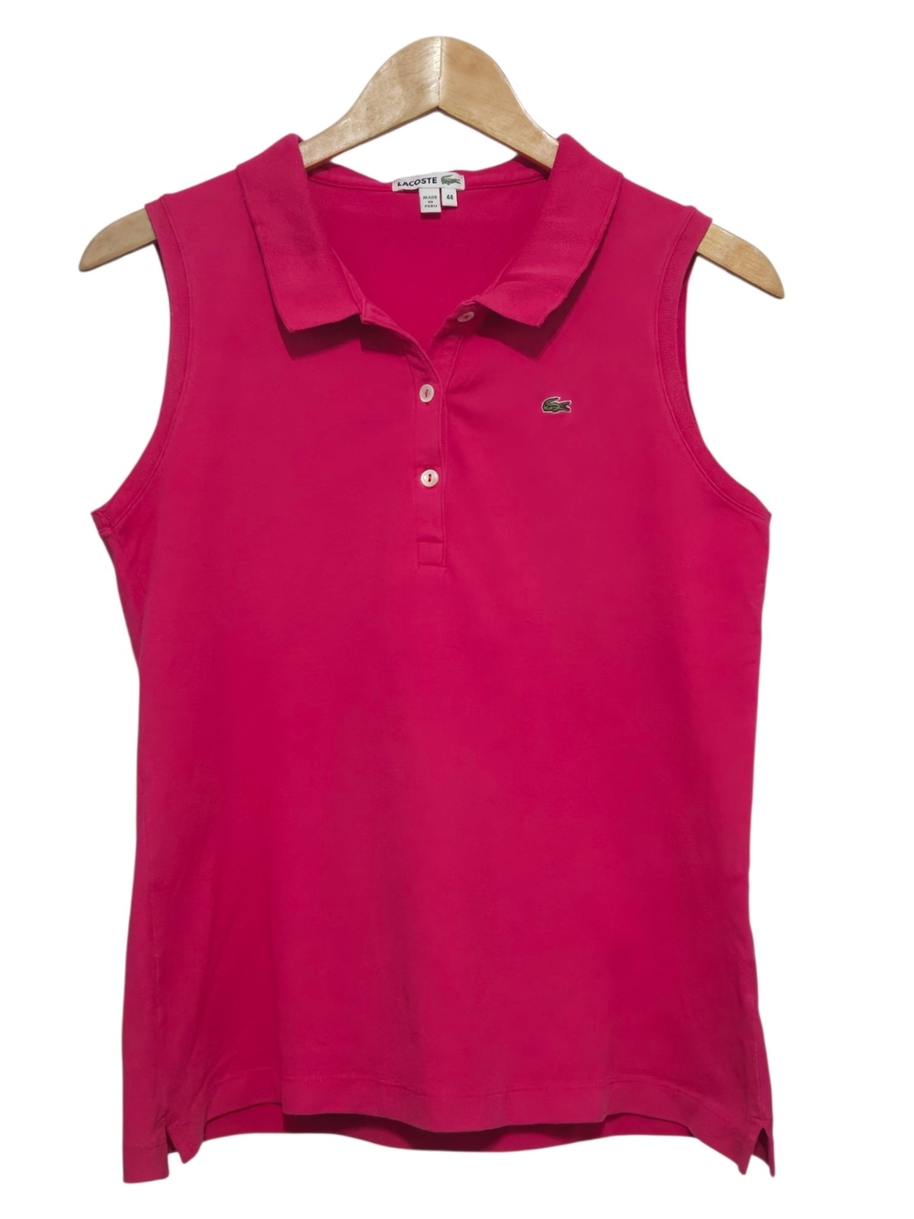 Lacoste Women's Pink Sleeveless Polo Top Size EU 44